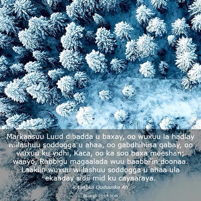 Picture 03 - Bilowgii 19:14 SOM - Markaasuu Luud dibadda u baxay, oo wuxuu la - Bible Verse Picture