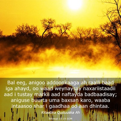 Picture 03 - Bilowgii 19:19 SOM - Bal eeg, anigoo addoonkaaga ah raalli baad iga - Bible Verse Picture