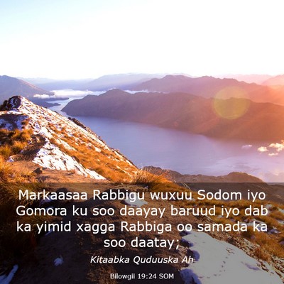 Picture 03 - Bilowgii 19:24 SOM - Markaasaa Rabbigu wuxuu Sodom iyo Gomora ku soo - Bible Verse Picture