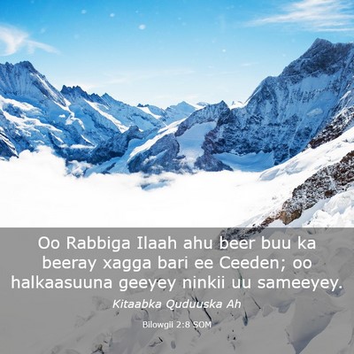 Picture 03 - Bilowgii 2:8 SOM - Oo Rabbiga Ilaah ahu beer buu ka beeray xagga - Bible Verse Picture