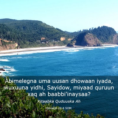 Picture 03 - Bilowgii 20:4 SOM - Abimelegna uma uusan dhowaan iyada, wuxuuna - Bible Verse Picture