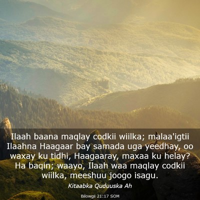 Picture 03 - Bilowgii 21:17 SOM - Ilaah baana maqlay codkii wiilka; malaa'igtii - Bible Verse Picture