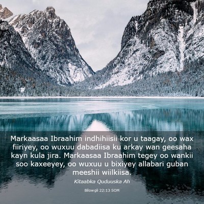 Picture 03 - Bilowgii 22:13 SOM - Markaasaa Ibraahim indhihiisii kor u taagay, oo - Bible Verse Picture