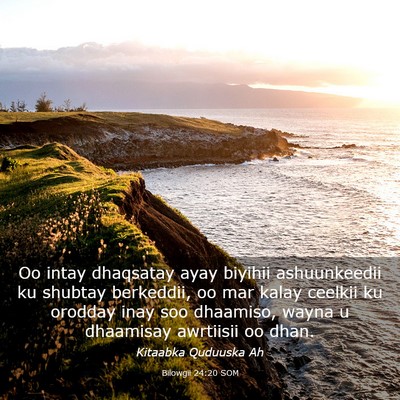 Picture 03 - Bilowgii 24:20 SOM - Oo intay dhaqsatay ayay biyihii ashuunkeedii ku - Bible Verse Picture