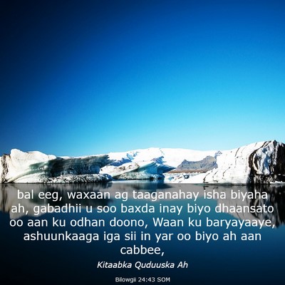 Picture 03 - Bilowgii 24:43 SOM - bal eeg, waxaan ag taaganahay isha biyaha ah, - Bible Verse Picture
