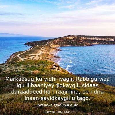 Picture 03 - Bilowgii 24:56 SOM - Markaasuu ku yidhi iyagii, Rabbigu waa igu - Bible Verse Picture