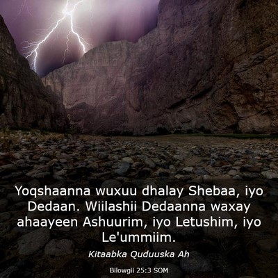 Picture 03 - Bilowgii 25:3 SOM - Yoqshaanna wuxuu dhalay Shebaa, iyo Dedaan. - Bible Verse Picture