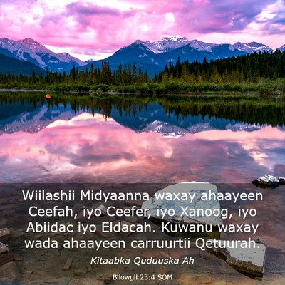 Picture 03 - Bilowgii 25:4 SOM - Wiilashii Midyaanna waxay ahaayeen Ceefah, iyo - Bible Verse Picture