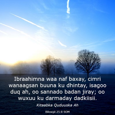 Picture 03 - Bilowgii 25:8 SOM - Ibraahimna waa naf baxay, cimri wanaagsan buuna - Bible Verse Picture