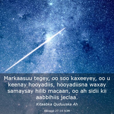 Picture 03 - Bilowgii 27:14 SOM - Markaasuu tegey, oo soo kaxeeyey, oo u keenay - Bible Verse Picture