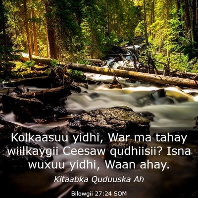 Picture 03 - Bilowgii 27:24 SOM - Kolkaasuu yidhi, War ma tahay wiilkaygii Ceesaw - Bible Verse Picture