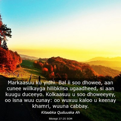 Picture 03 - Bilowgii 27:25 SOM - Markaasuu ku yidhi. Bal ii soo dhowee, aan cunee - Bible Verse Picture