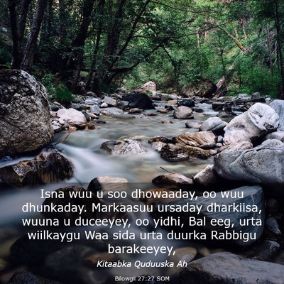 Picture 03 - Bilowgii 27:27 SOM - Isna wuu u soo dhowaaday, oo wuu dhunkaday. - Bible Verse Picture