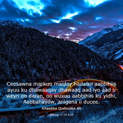 Picture 03 - Bilowgii 27:34 SOM - Ceesawna markuu maqlay hadalkii aabbihiis ayuu ku - Bible Verse Picture