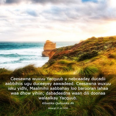 Picture 03 - Bilowgii 27:41 SOM - Ceesawna wuxuu Yacquub u nebcaaday ducadii - Bible Verse Picture