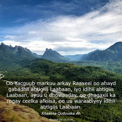 Picture 03 - Bilowgii 29:10 SOM - Oo Yacquub markuu arkay Raaxeel oo ahayd gabadhii - Bible Verse Picture