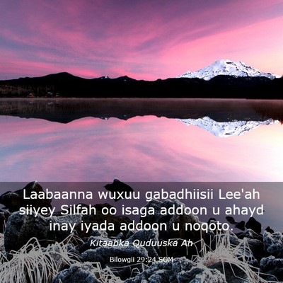 Picture 03 - Bilowgii 29:24 SOM - Laabaanna wuxuu gabadhiisii Lee'ah siiyey Silfah - Bible Verse Picture