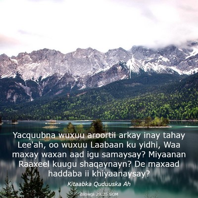 Picture 03 - Bilowgii 29:25 SOM - Yacquubna wuxuu aroortii arkay inay tahay Lee'ah, - Bible Verse Picture