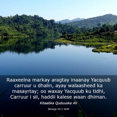 Picture 03 - Bilowgii 30:1 SOM - Raaxeelna markay aragtay inaanay Yacquub carruur - Bible Verse Picture