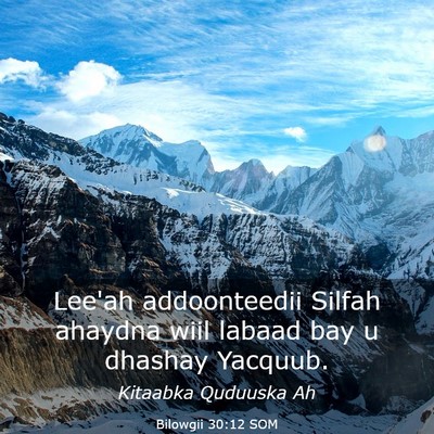 Picture 03 - Bilowgii 30:12 SOM - Lee'ah addoonteedii Silfah ahaydna wiil labaad - Bible Verse Picture