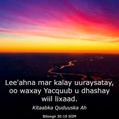Picture 03 - Bilowgii 30:19 SOM - Lee'ahna mar kalay uuraysatay, oo waxay Yacquub u - Bible Verse Picture