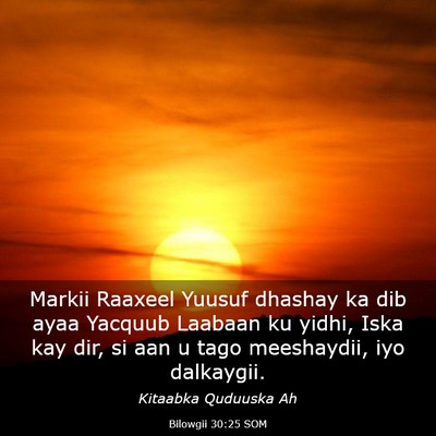 Picture 03 - Bilowgii 30:25 SOM - Markii Raaxeel Yuusuf dhashay ka dib ayaa Yacquub - Bible Verse Picture