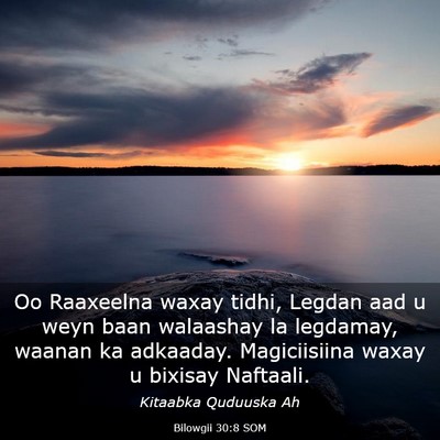 Picture 03 - Bilowgii 30:8 SOM - Oo Raaxeelna waxay tidhi, Legdan aad u weyn baan - Bible Verse Picture