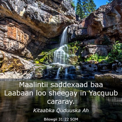 Picture 03 - Bilowgii 31:22 SOM - Maalintii saddexaad baa Laabaan loo sheegay in - Bible Verse Picture