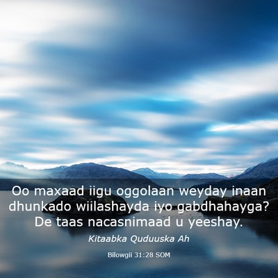 Picture 03 - Bilowgii 31:28 SOM - Oo maxaad iigu oggolaan weyday inaan dhunkado - Bible Verse Picture