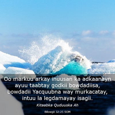 Picture 03 - Bilowgii 32:25 SOM - Oo markuu arkay inuusan ka adkaanayn ayuu taabtay - Bible Verse Picture