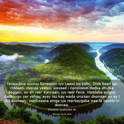 Picture 03 - Bilowgii 34:30 SOM - Yacquubna wuxuu Simecoon iyo Laawi ku yidhi, Dhib - Bible Verse Picture