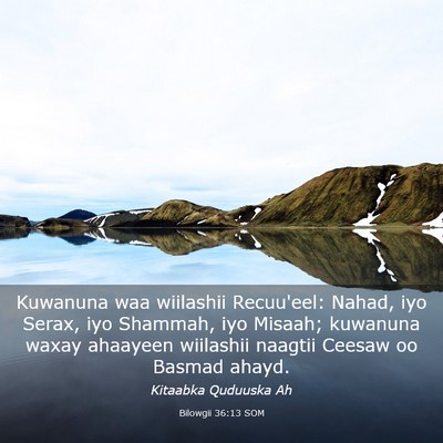 Picture 03 - Bilowgii 36:13 SOM - Kuwanuna waa wiilashii Recuu'eel: Nahad, iyo - Bible Verse Picture