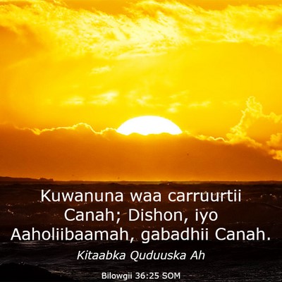 Picture 03 - Bilowgii 36:25 SOM - Kuwanuna waa carruurtii Canah; Dishon, iyo - Bible Verse Picture