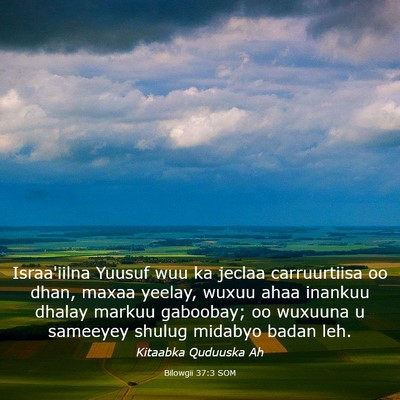 Picture 03 - Bilowgii 37:3 SOM - Israa'iilna Yuusuf wuu ka jeclaa carruurtiisa oo - Bible Verse Picture