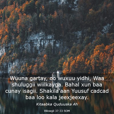Picture 03 - Bilowgii 37:33 SOM - Wuuna gartay, oo wuxuu yidhi, Waa shuluggii - Bible Verse Picture