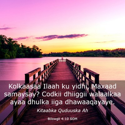 Picture 03 - Bilowgii 4:10 SOM - Kolkaasaa Ilaah ku yidhi, Maxaad samaysay? Codkii - Bible Verse Picture