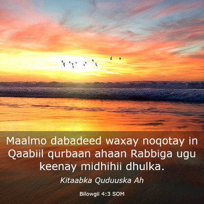 Picture 03 - Bilowgii 4:3 SOM - Maalmo dabadeed waxay noqotay in Qaabiil qurbaan - Bible Verse Picture