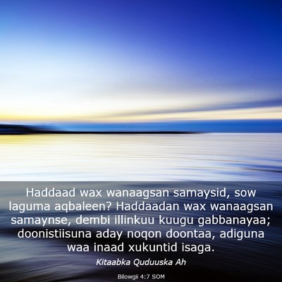 Picture 03 - Bilowgii 4:7 SOM - Haddaad wax wanaagsan samaysid, sow laguma - Bible Verse Picture
