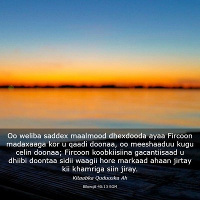 Picture 03 - Bilowgii 40:13 SOM - Oo weliba saddex maalmood dhexdooda ayaa Fircoon - Bible Verse Picture