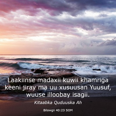 Picture 03 - Bilowgii 40:23 SOM - Laakiinse madaxii kuwii khamriga keeni jiray ma - Bible Verse Picture