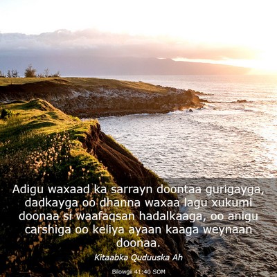 Picture 03 - Bilowgii 41:40 SOM - Adigu waxaad ka sarrayn doontaa gurigayga, - Bible Verse Picture