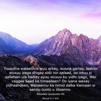 Picture 03 - Bilowgii 42:7 SOM - Yuusufna walaalihiis wuu arkay, wuuna gartay, - Bible Verse Picture