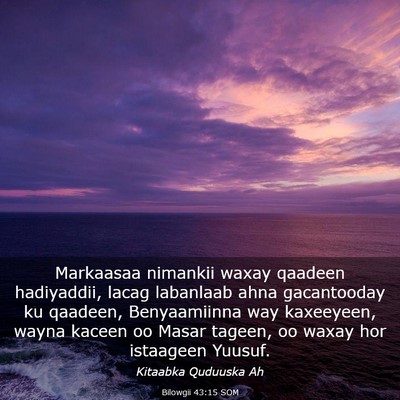 Picture 03 - Bilowgii 43:15 SOM - Markaasaa nimankii waxay qaadeen hadiyaddii, - Bible Verse Picture