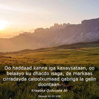 Picture 03 - Bilowgii 44:29 SOM - Oo haddaad kanna iga kaxaysataan, oo belaayo ku - Bible Verse Picture