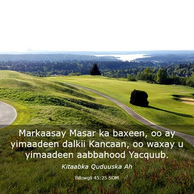 Picture 03 - Bilowgii 45:25 SOM - Markaasay Masar ka baxeen, oo ay yimaadeen dalkii - Bible Verse Picture