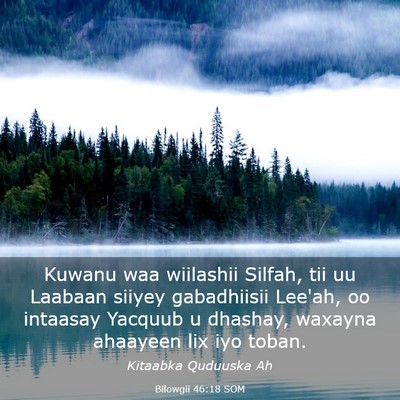 Picture 03 - Bilowgii 46:18 SOM - Kuwanu waa wiilashii Silfah, tii uu Laabaan - Bible Verse Picture