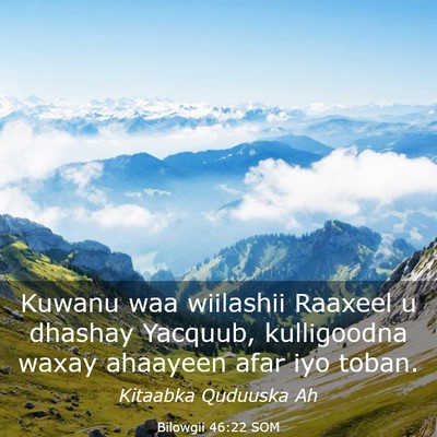Picture 03 - Bilowgii 46:22 SOM - Kuwanu waa wiilashii Raaxeel u dhashay Yacquub, - Bible Verse Picture