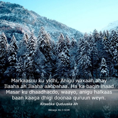 Picture 03 - Bilowgii 46:3 SOM - Markaasuu ku yidhi, Anigu waxaan ahay Ilaaha ah - Bible Verse Picture