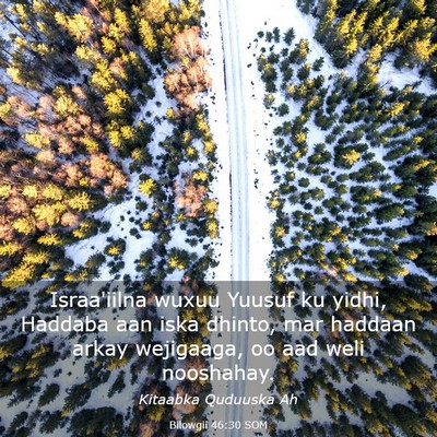 Picture 03 - Bilowgii 46:30 SOM - Israa'iilna wuxuu Yuusuf ku yidhi, Haddaba aan - Bible Verse Picture