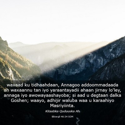 Picture 03 - Bilowgii 46:34 SOM - waxaad ku tidhaahdaan, Annagoo addoommadaada ah - Bible Verse Picture